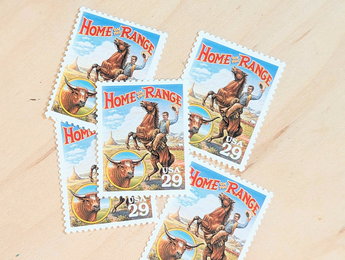 5 Home On The Range stamps, 1994 Unused Postage Stamps, 29 Cent Stamps, Legends of the West