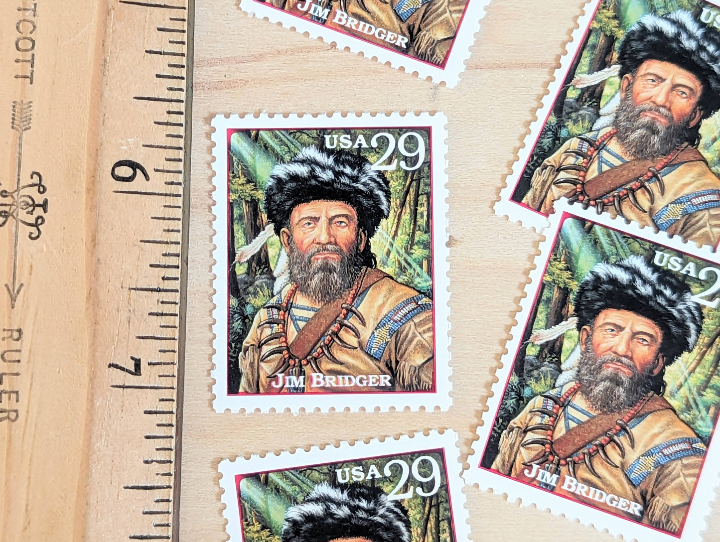 5 Jim Bridger stamps, 1994 Unused Postage Stamps, 29 Cent Stamps, Legends of the West