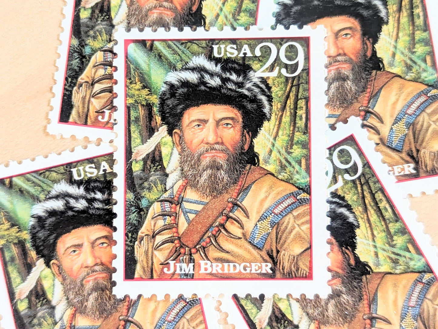 5 Jim Bridger stamps, 1994 Unused Postage Stamps, 29 Cent Stamps, Legends of the West