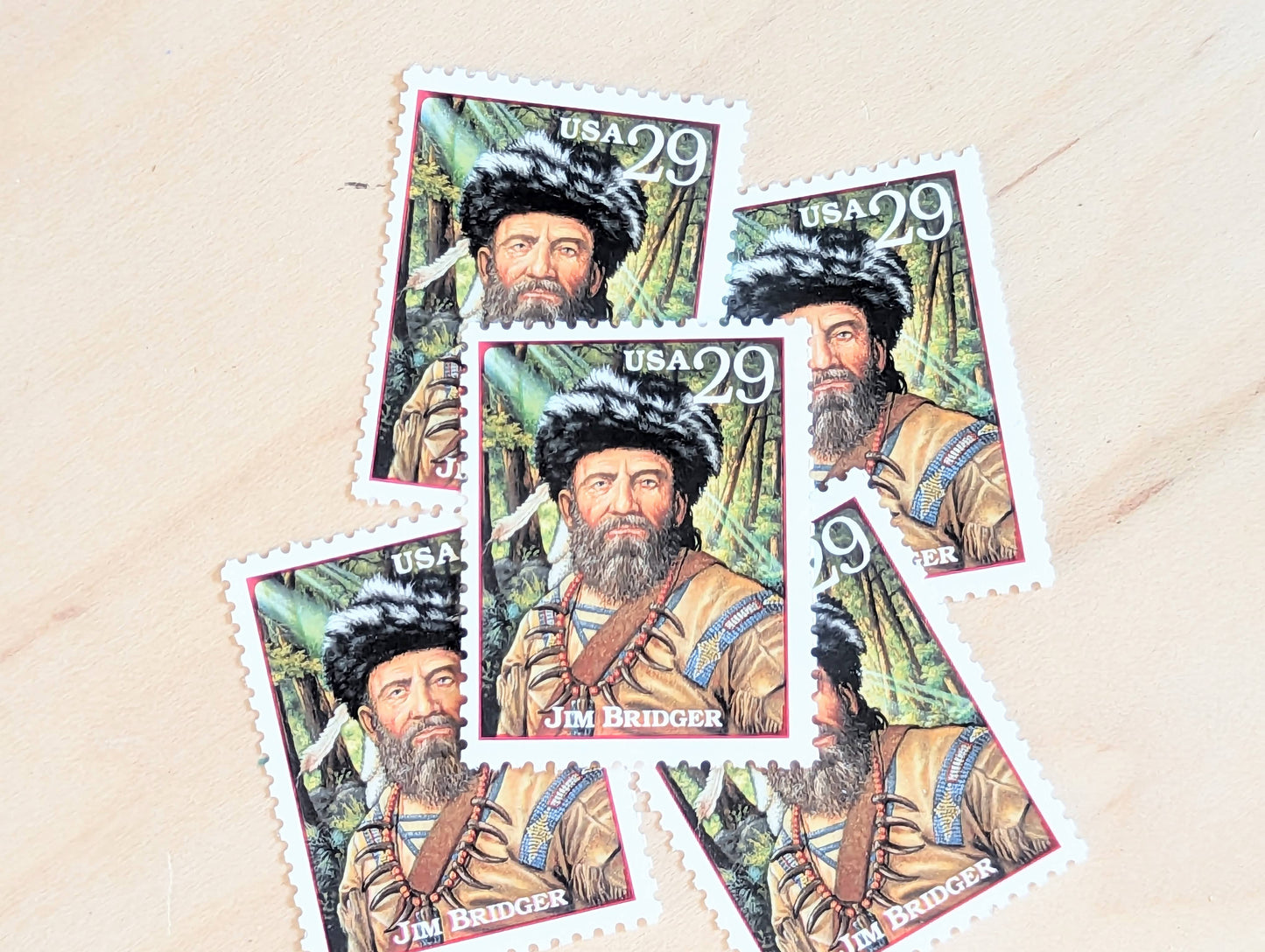 5 Jim Bridger stamps, 1994 Unused Postage Stamps, 29 Cent Stamps, Legends of the West