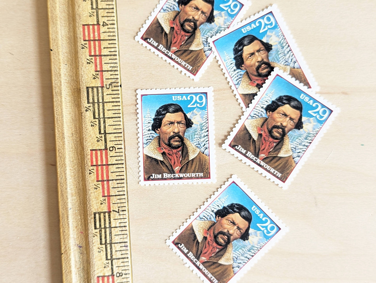 5 Jim Beckwourth stamps, 1994 Unused Postage Stamps, 29 Cent Stamps, Legends of the West