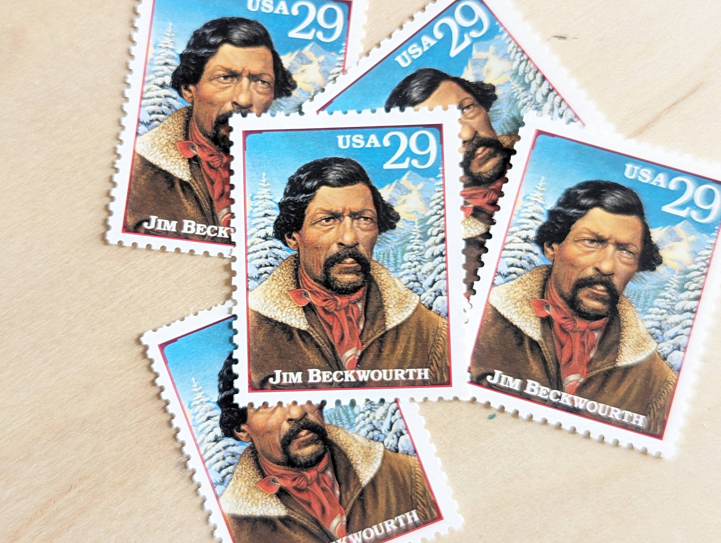 5 Jim Beckwourth stamps, 1994 Unused Postage Stamps, 29 Cent Stamps, Legends of the West