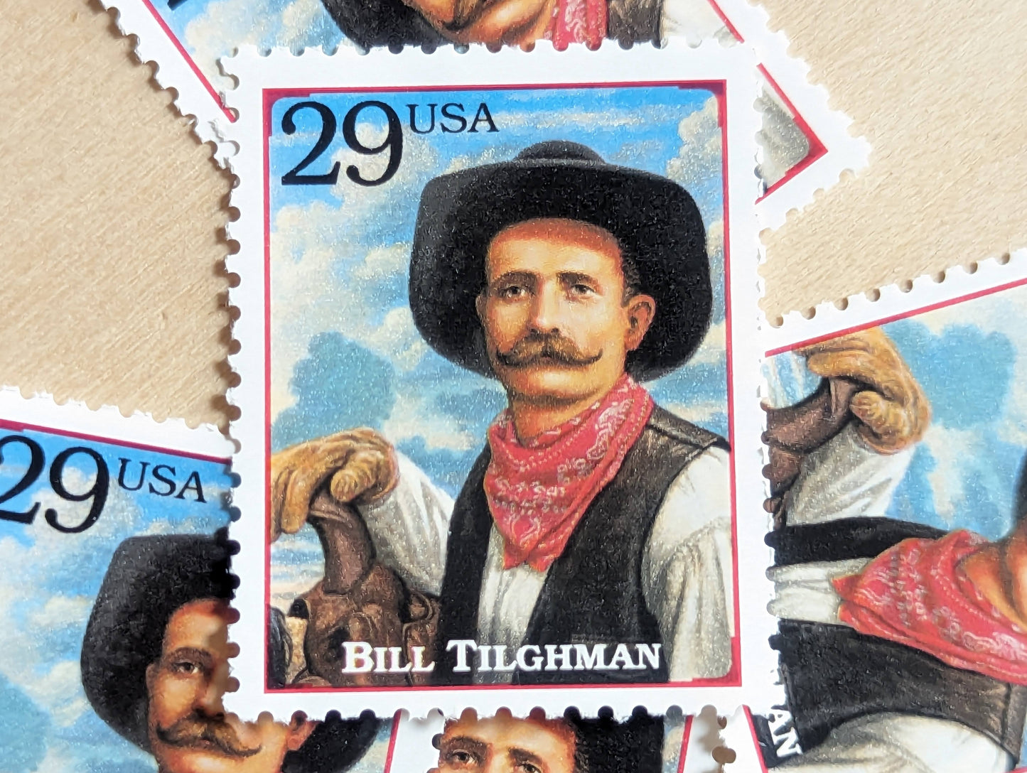 5 Bill Tilghman stamps, 1994 Unused Postage Stamps, 29 Cent Stamps, Legends of the West