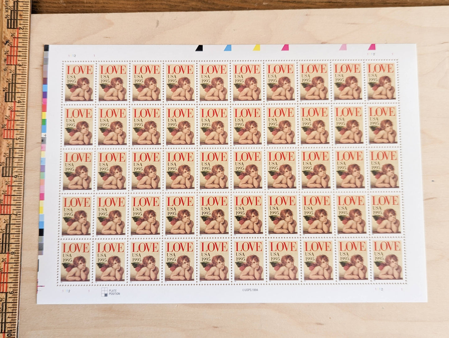 Cupid Love, Vintage Unused USPS 32 Cent Postage Stamps, Love Series Cherub Stamps, 1995, Gummed