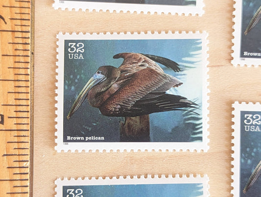 5 Brown Pelican Stamps, 32 Cent Unused Postage Stamps Endangered Species 1995