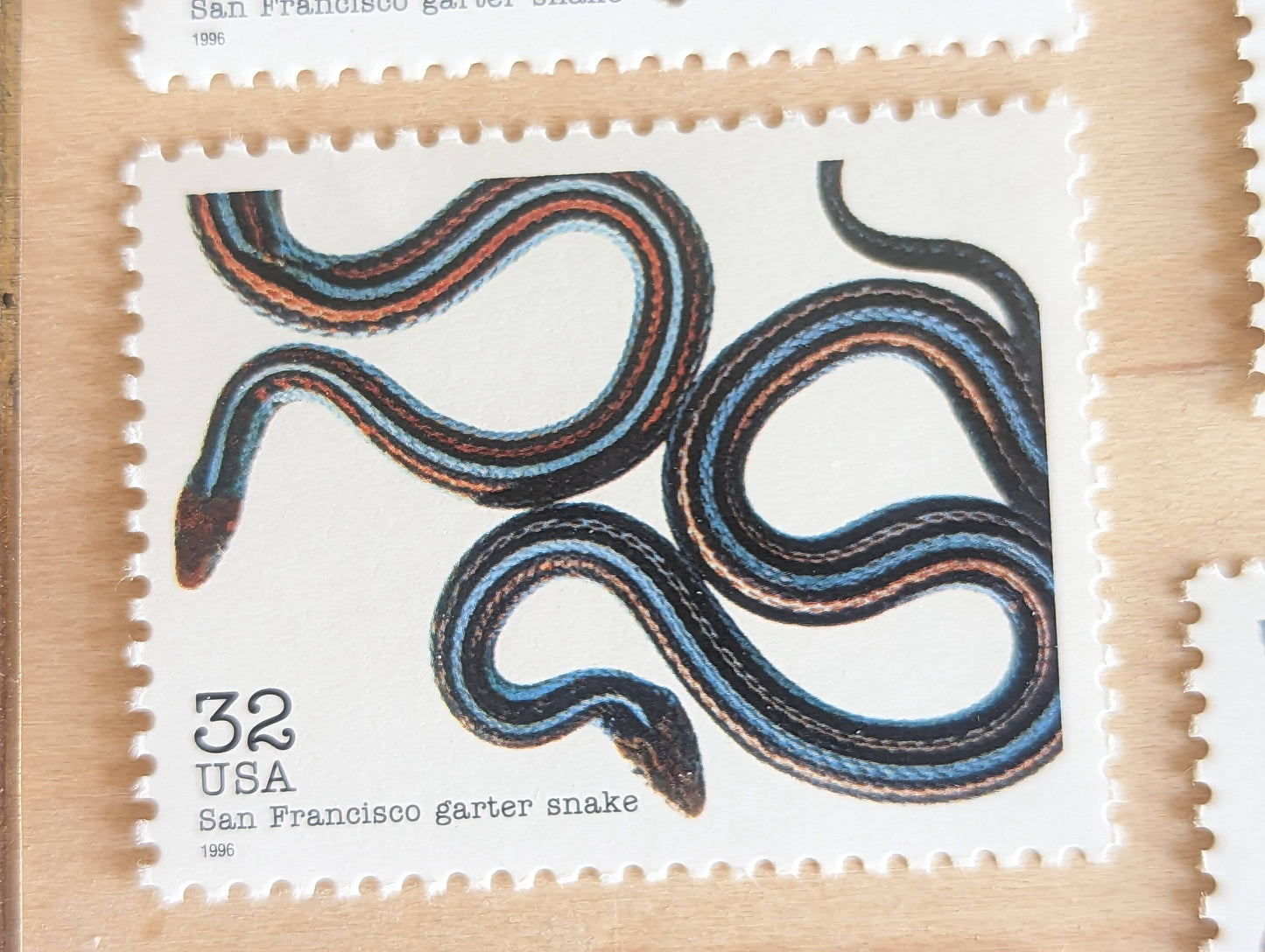 5 San Francisco Garter Snake Stamps, 32 Cent Unused Postage Stamps, Endangered Species 1995