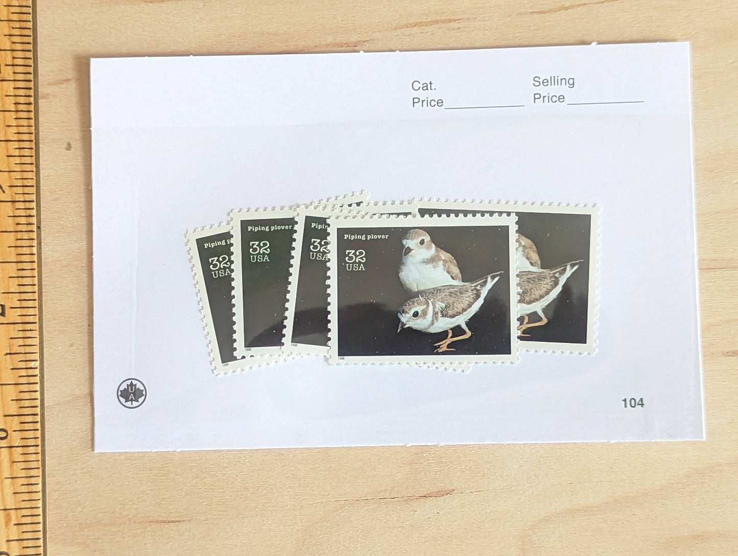 5 Piping Plover Stamps, 32 Cent Unused Postage Stamps, Endangered Species 1995