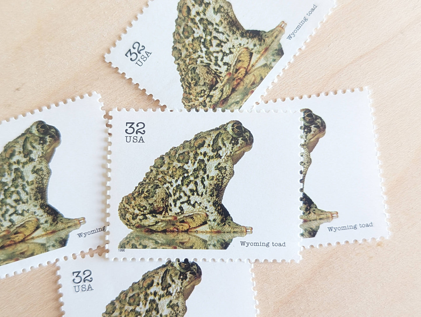 5 Wyoming Toad Stamps, 32 Cent Unused Postage Stamps, Endangered Species 1995