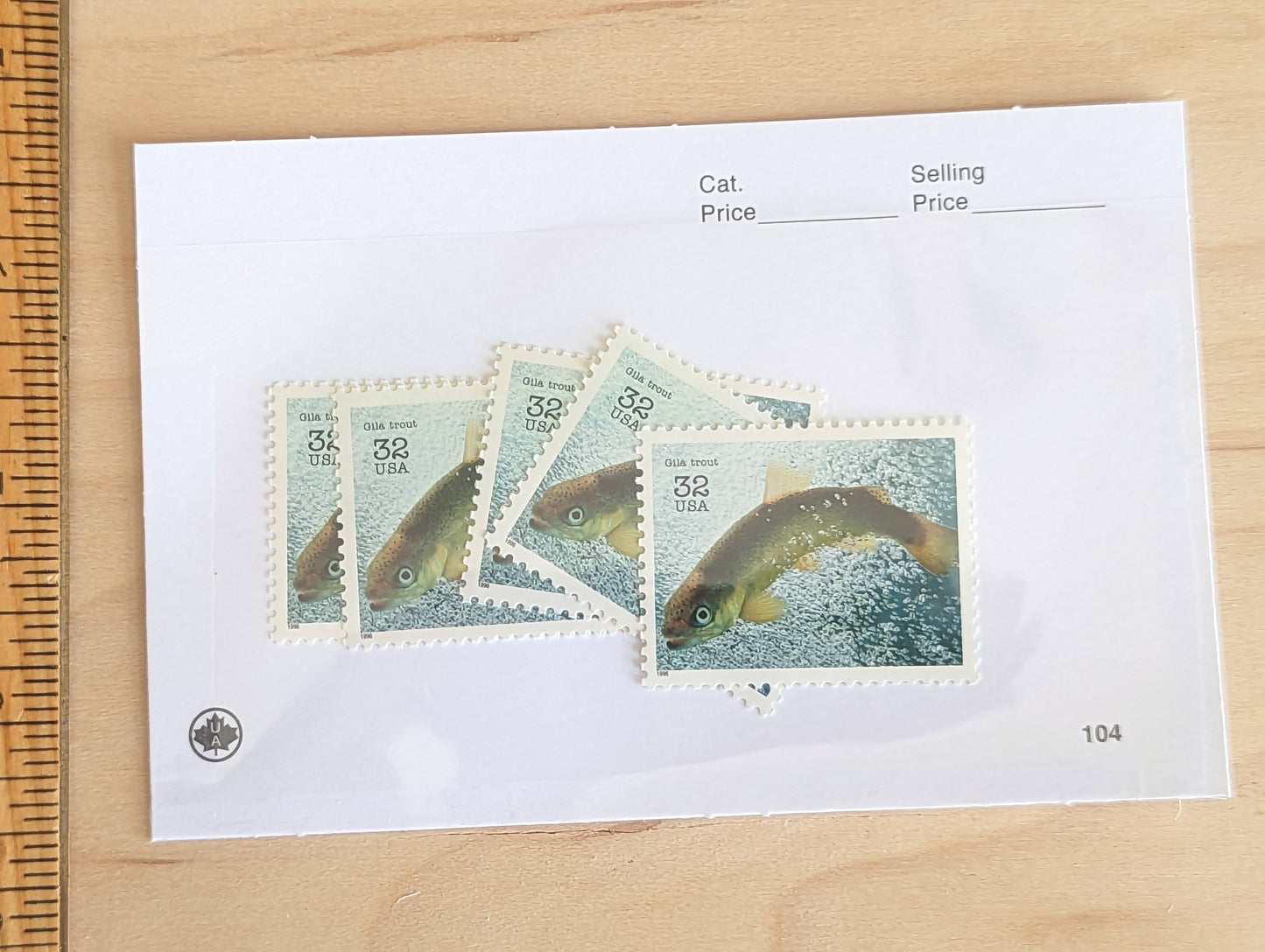 5 Gila trout Stamps, 32 Cent Unused Postage Stamps, Endangered Species 1995