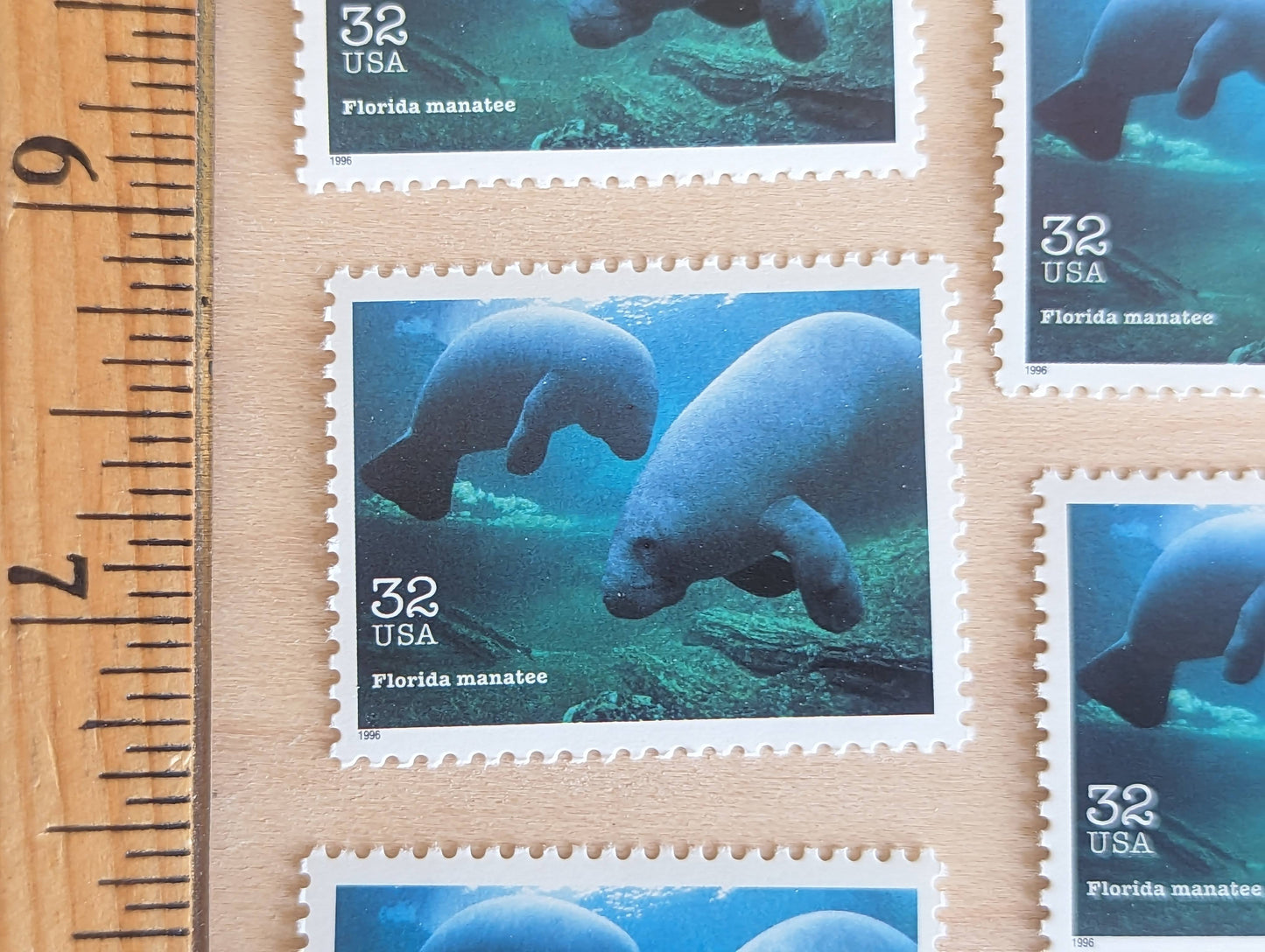 5 Florida Manatee Stamps, 32 Cent Unused Postage Stamps, Endangered Species 1995