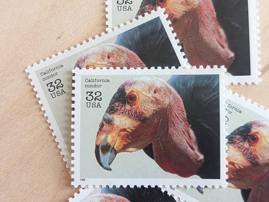 5 California Condor Stamps, 32 Cent Unused Postage Stamps, Endangered Species 1995