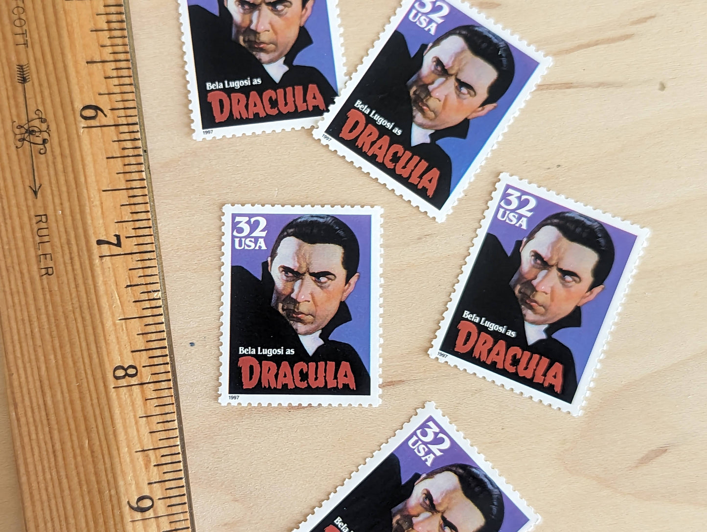 5 Dracula Stamps, 32 Cent, Unused Postage Stamps, Classic Movie Monsters