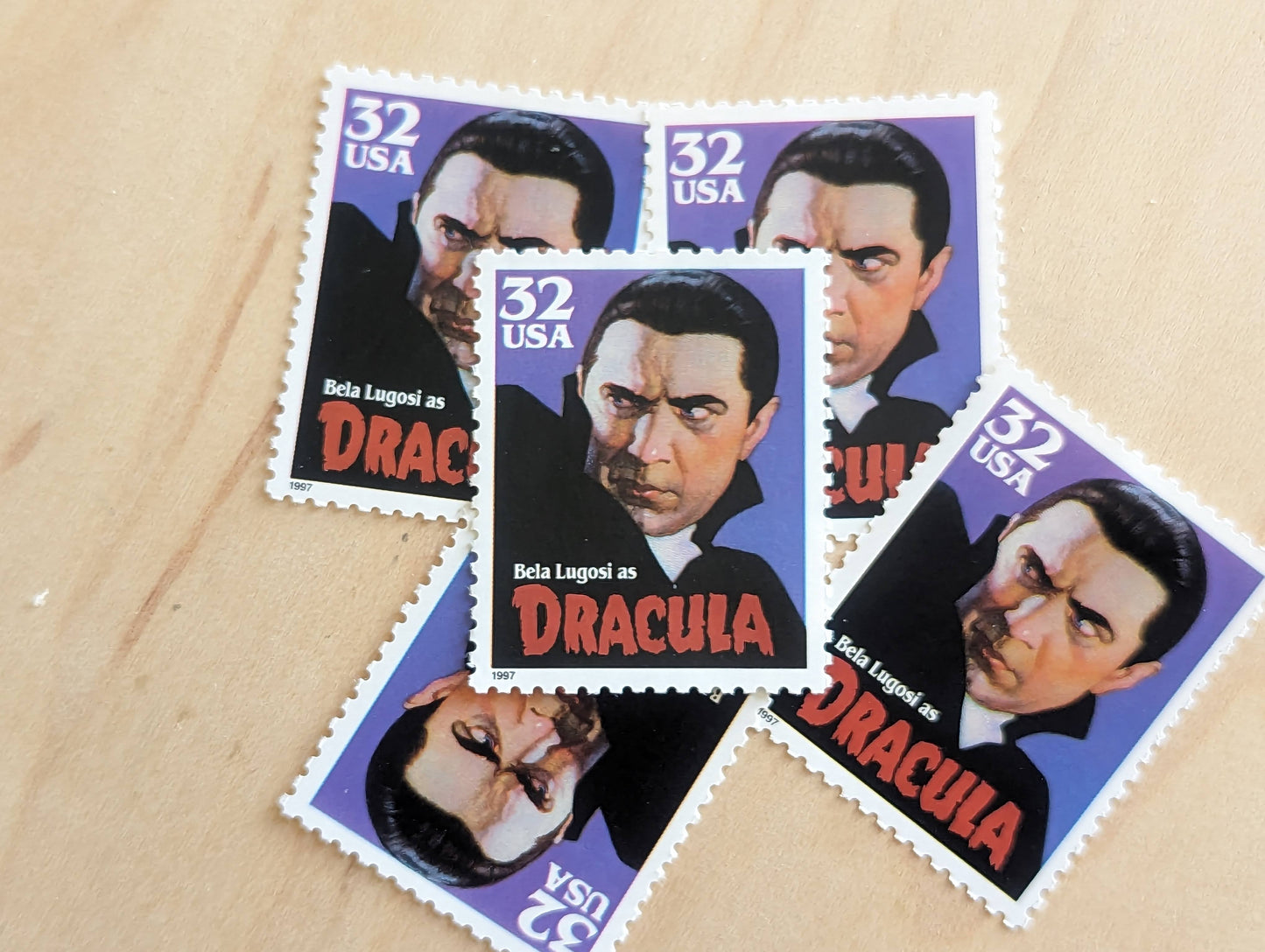 5 Dracula Stamps, 32 Cent, Unused Postage Stamps, Classic Movie Monsters