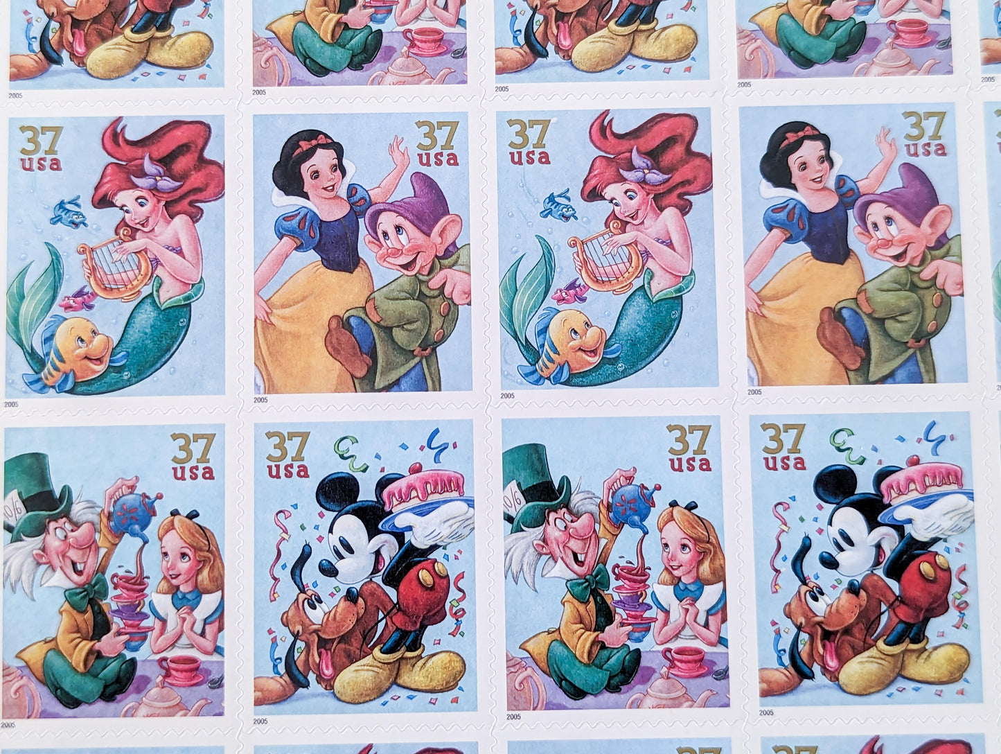 Sheet of 20 The Art of Disney Celebration Stamps, 37 Cent Stamps, 2005 Unused USPS Postage Stamps