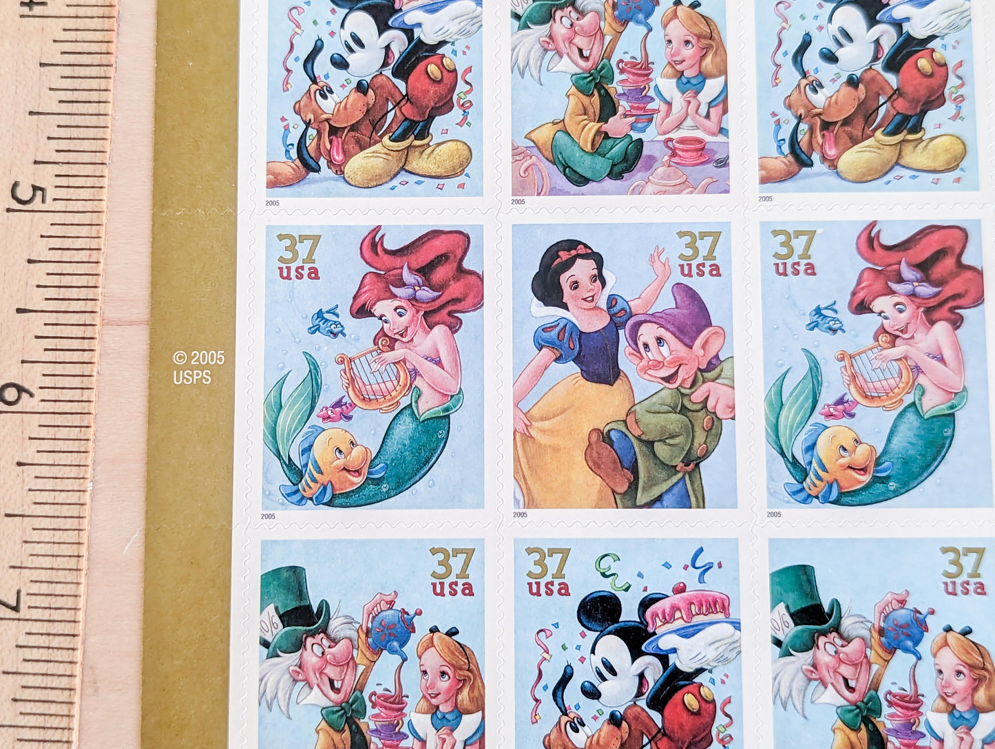 Sheet of 20 The Art of Disney Celebration Stamps, 37 Cent Stamps, 2005 Unused USPS Postage Stamps