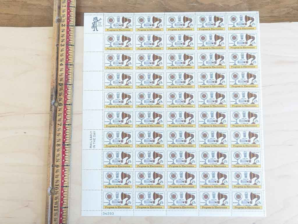 Progress in Electronics, Vintage Unused USPS 15 Cent Postage Stamps, Progress in Electronics Stamps, 1973, Gummed