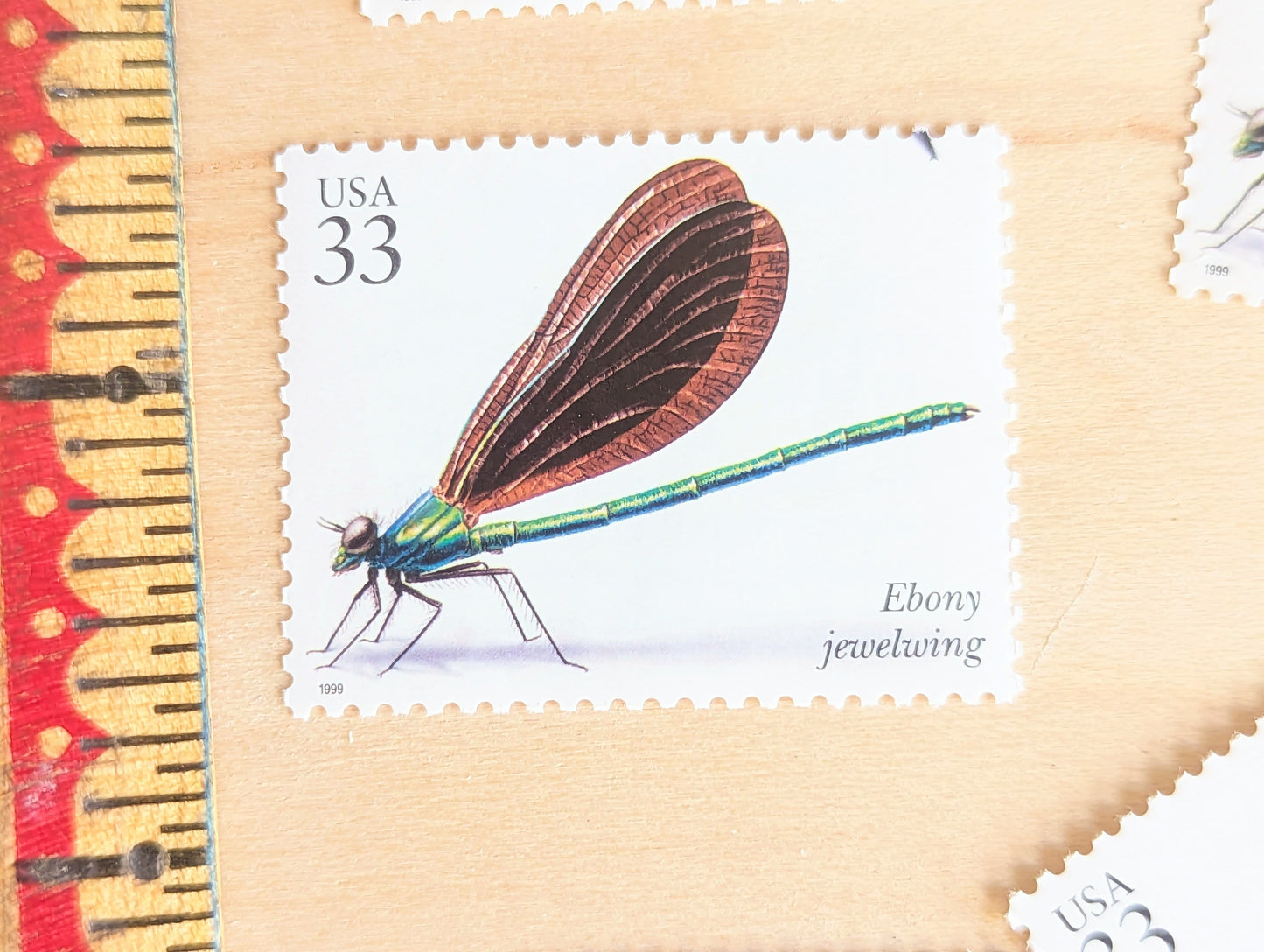 5 Ebony Jewelwing Stamps, 33 Cent, 1999, Unused Postage Stamps, Insects and Spiders