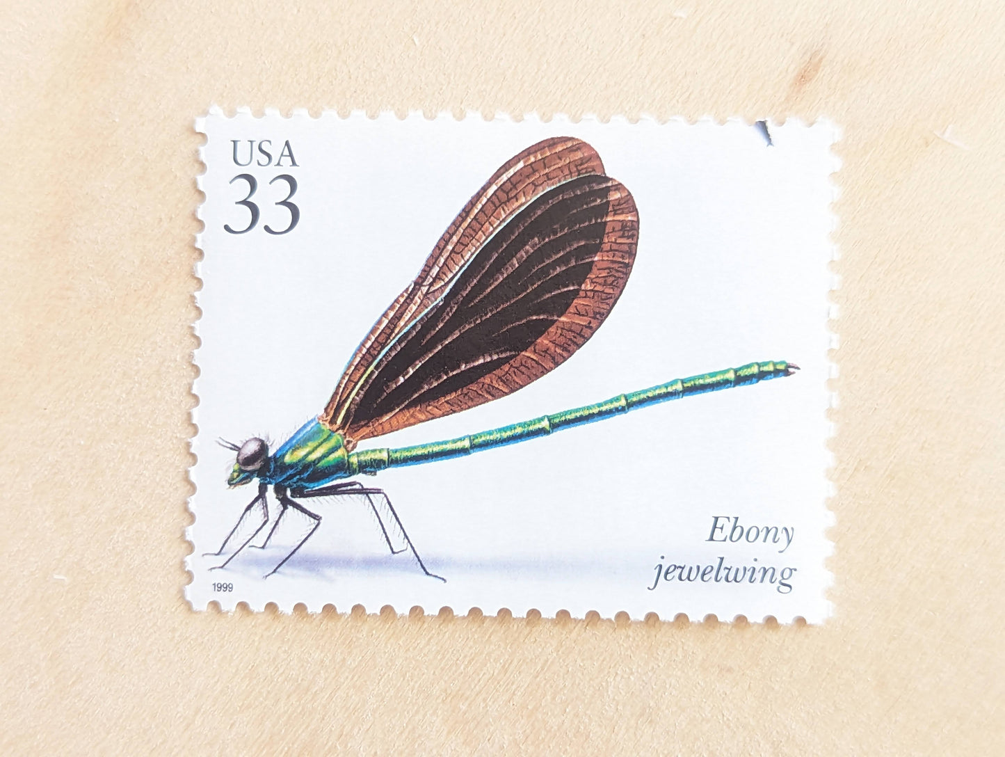 5 Ebony Jewelwing Stamps, 33 Cent, 1999, Unused Postage Stamps, Insects and Spiders