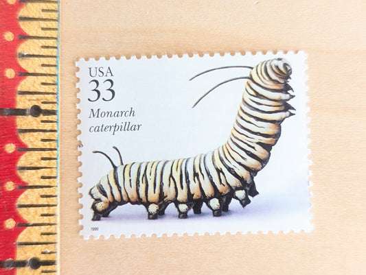 5 Monarch Caterpillar Stamps, 33 Cent, 1999, Unused Postage Stamps, Insects and Spiders