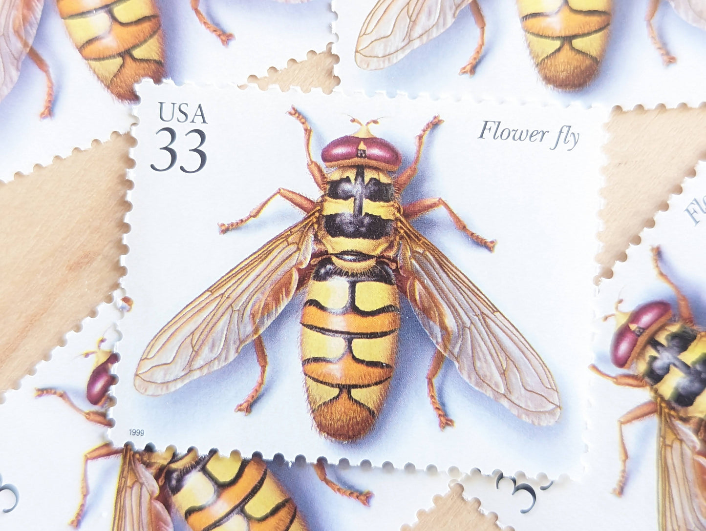 5 Flower Fly Stamps, 33 Cent, 1999, Unused Postage Stamps, Insects and Spiders