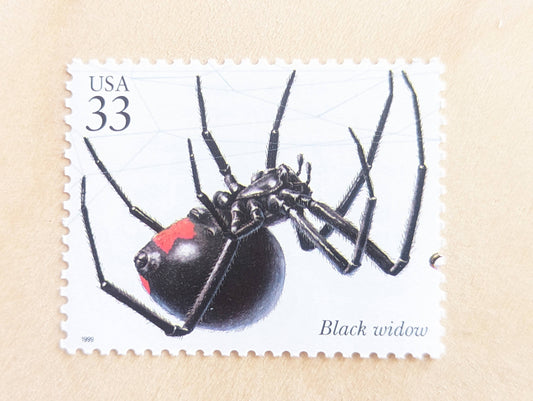 5 Black Widow Stamps, 33 Cent, 1999, Unused Postage Stamps, Insects and Spiders