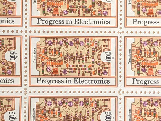 Progress in Electronics, Vintage Unused USPS 8 Cent Postage Stamps, Progress in Electronics Stamps, 1973, Gummed