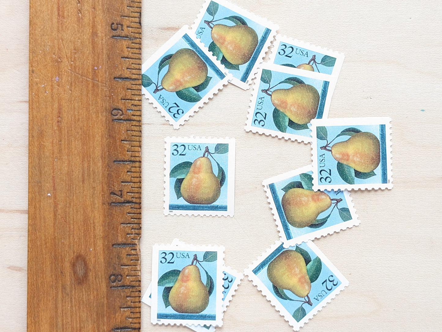 Set of 10 Pear Stamps, 1995 Unused Postage Stamps, 32 Cent Stamps