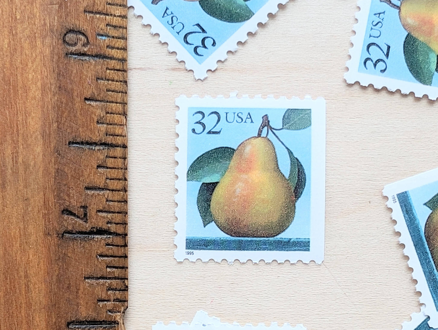 Set of 10 Pear Stamps, 1995 Unused Postage Stamps, 32 Cent Stamps