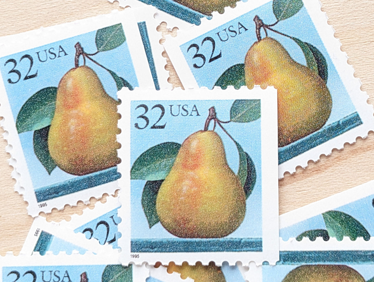 Set of 10 Pear Stamps, 1995 Unused Postage Stamps, 32 Cent Stamps