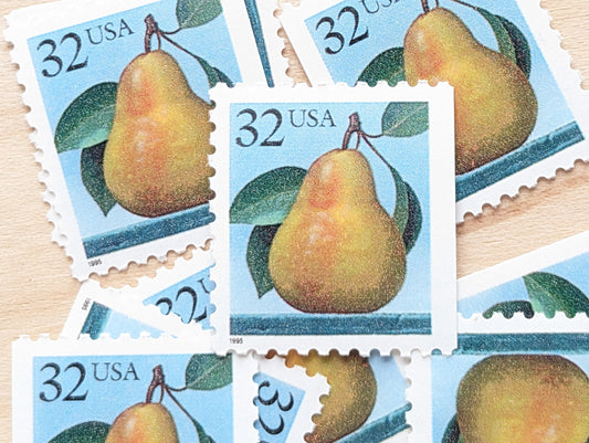 Set of 10 Pear Stamps, 1995 Unused Postage Stamps, 32 Cent Stamps