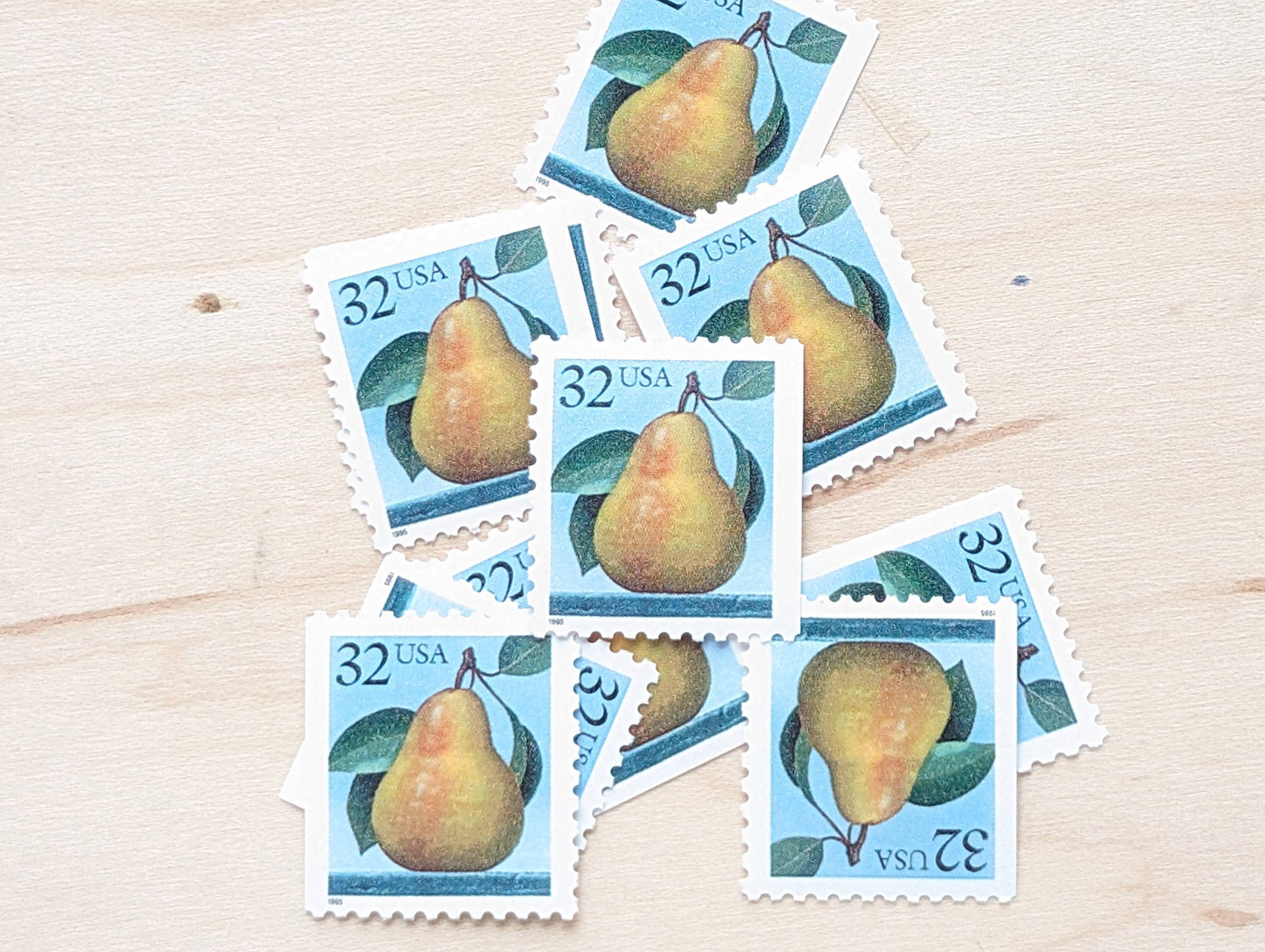 Set of 10 Pear Stamps, 1995 Unused Postage Stamps, 32 Cent Stamps