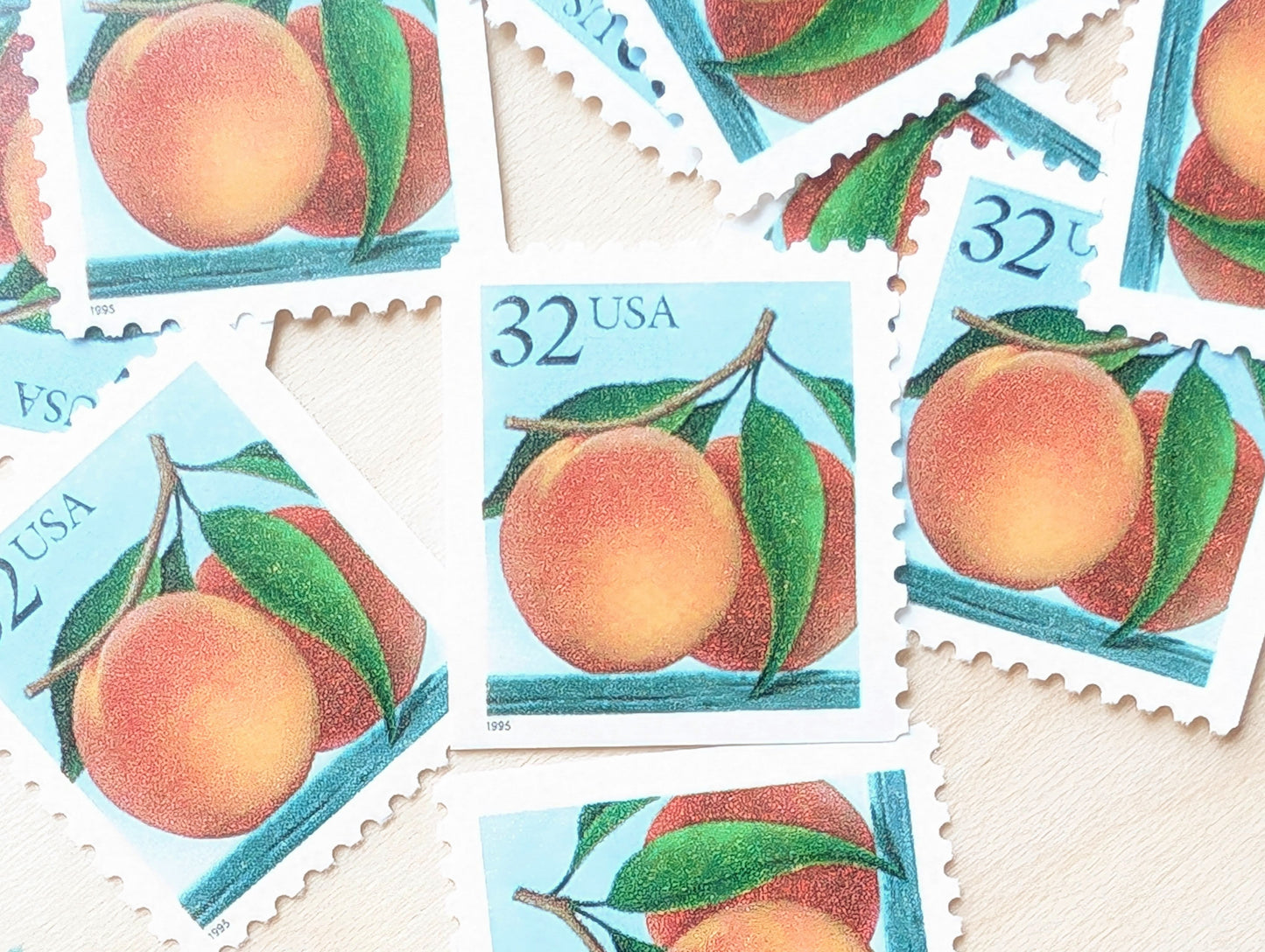 10 Peach Stamps, 1995 Unused Postage Stamps, 32 Cent Stamps