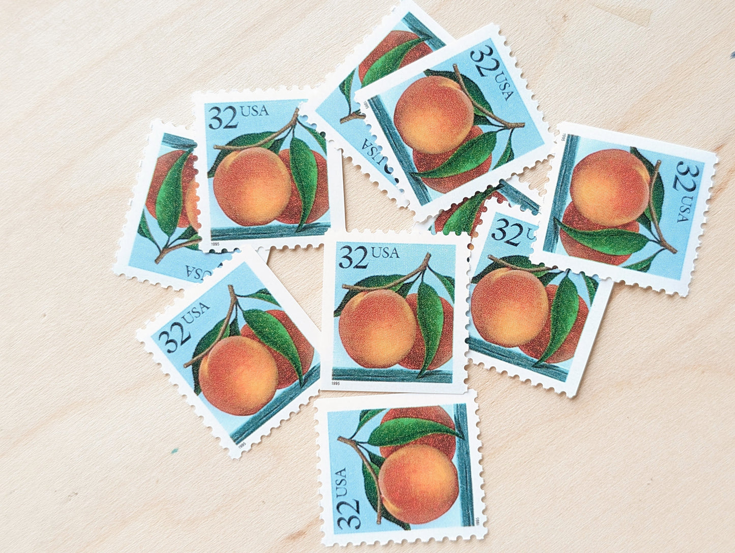 10 Peach Stamps, 1995 Unused Postage Stamps, 32 Cent Stamps