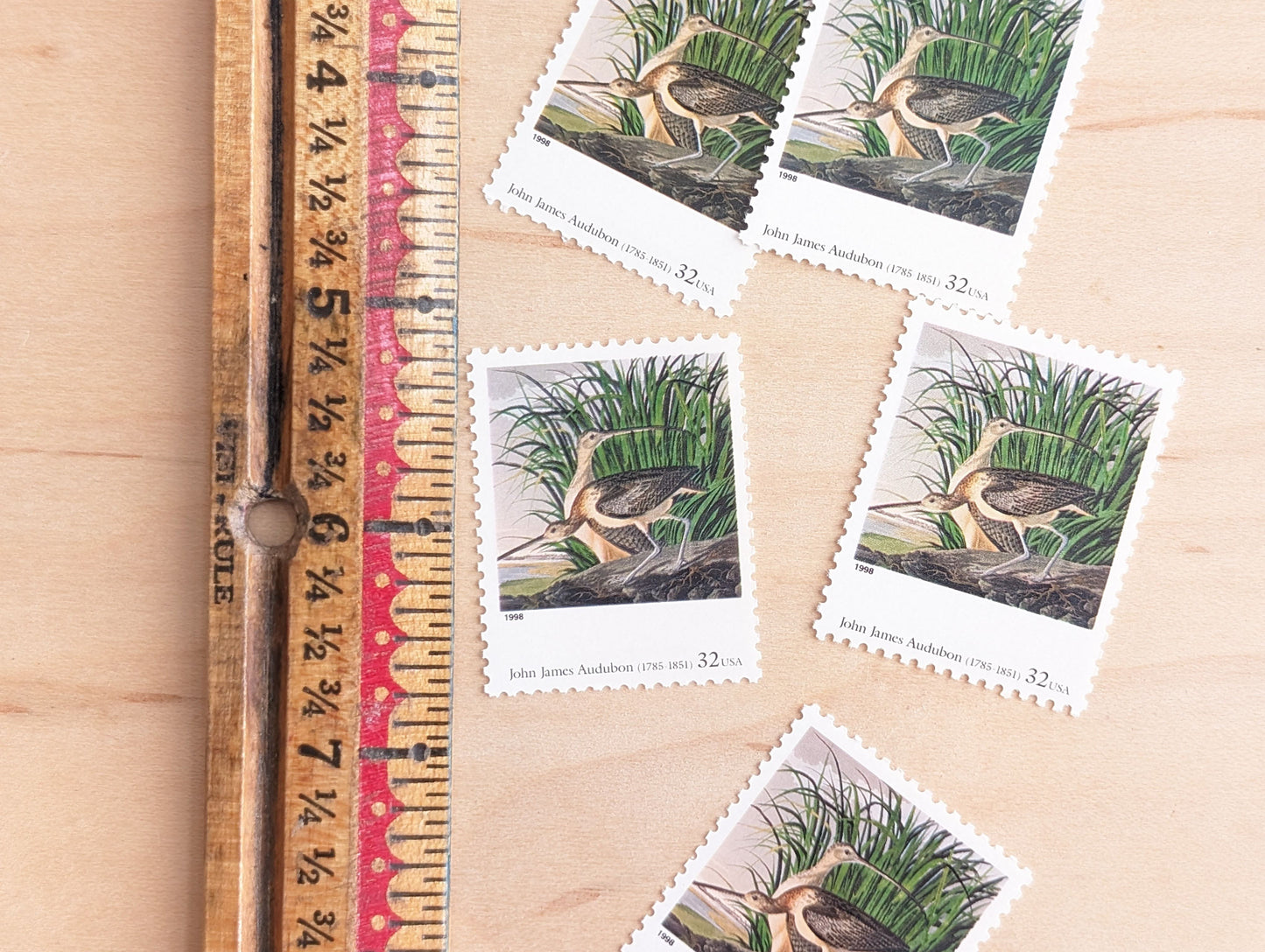 5 Long-billed Curlew by John James Audubon 32 Cent Postage Stamps, Four Centuries of American Art Postage Stamps, Unused US Stamps, 1997