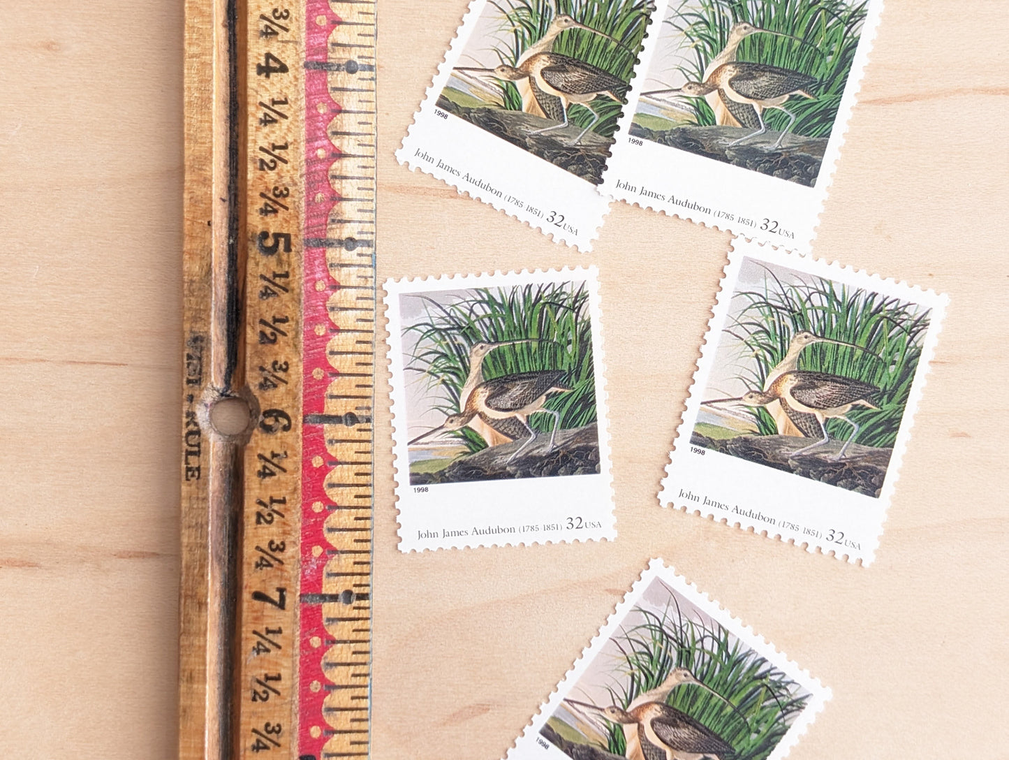 5 Long-billed Curlew by John James Audubon 32 Cent Postage Stamps, Four Centuries of American Art Postage Stamps, Unused US Stamps, 1997