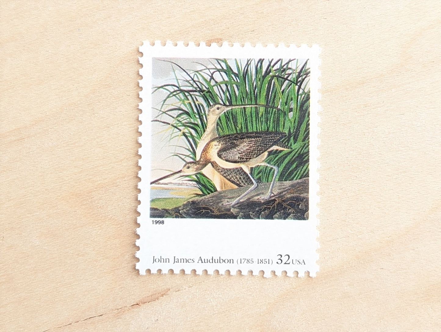 5 Long-billed Curlew by John James Audubon 32 Cent Postage Stamps, Four Centuries of American Art Postage Stamps, Unused US Stamps, 1997