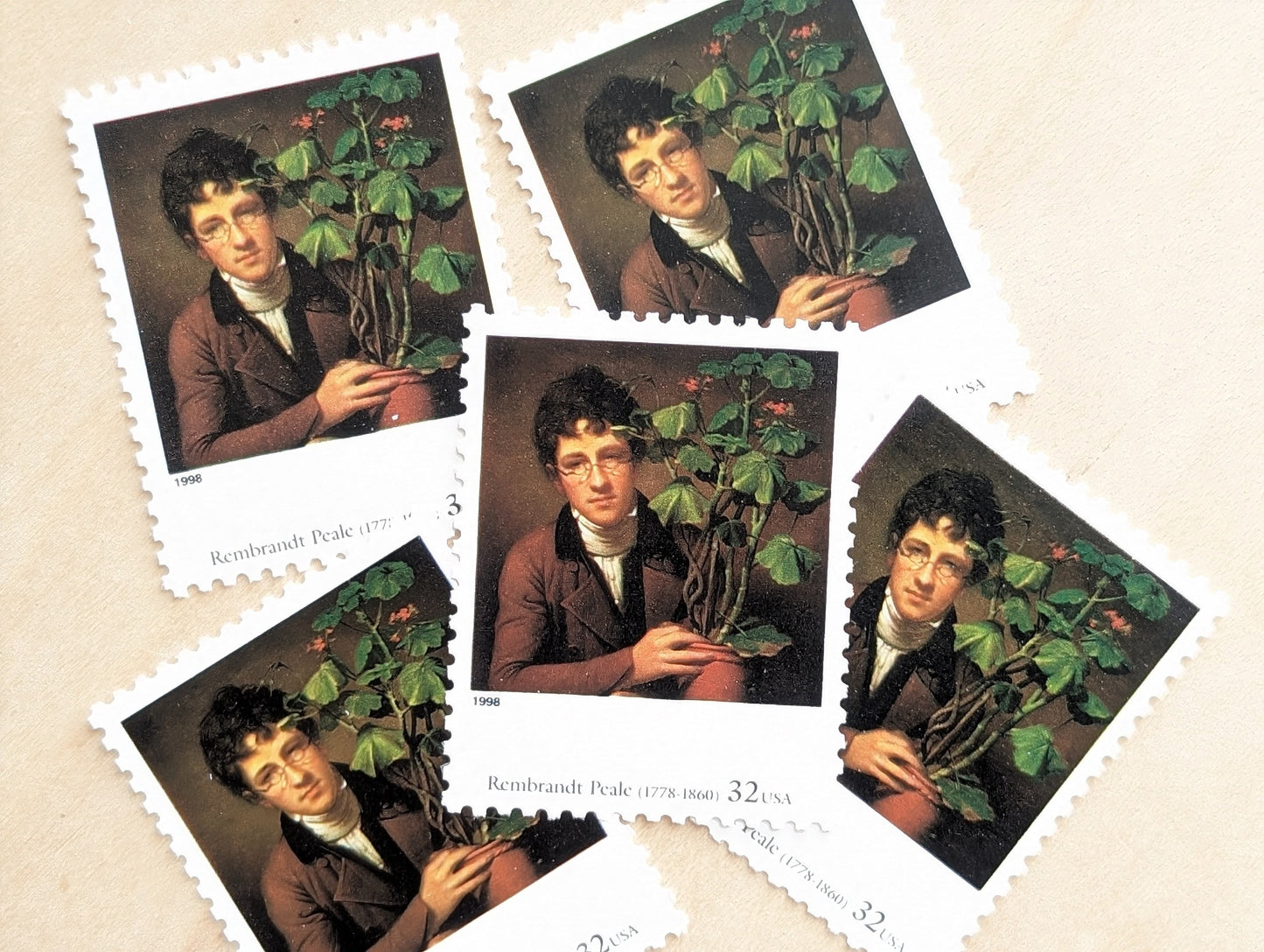 5 Rubens Peale With a Geranium by Rembrant Peale 32 Cent, Four Centuries of American Art Postage Stamps, Unused US Postage Stamps, 1997