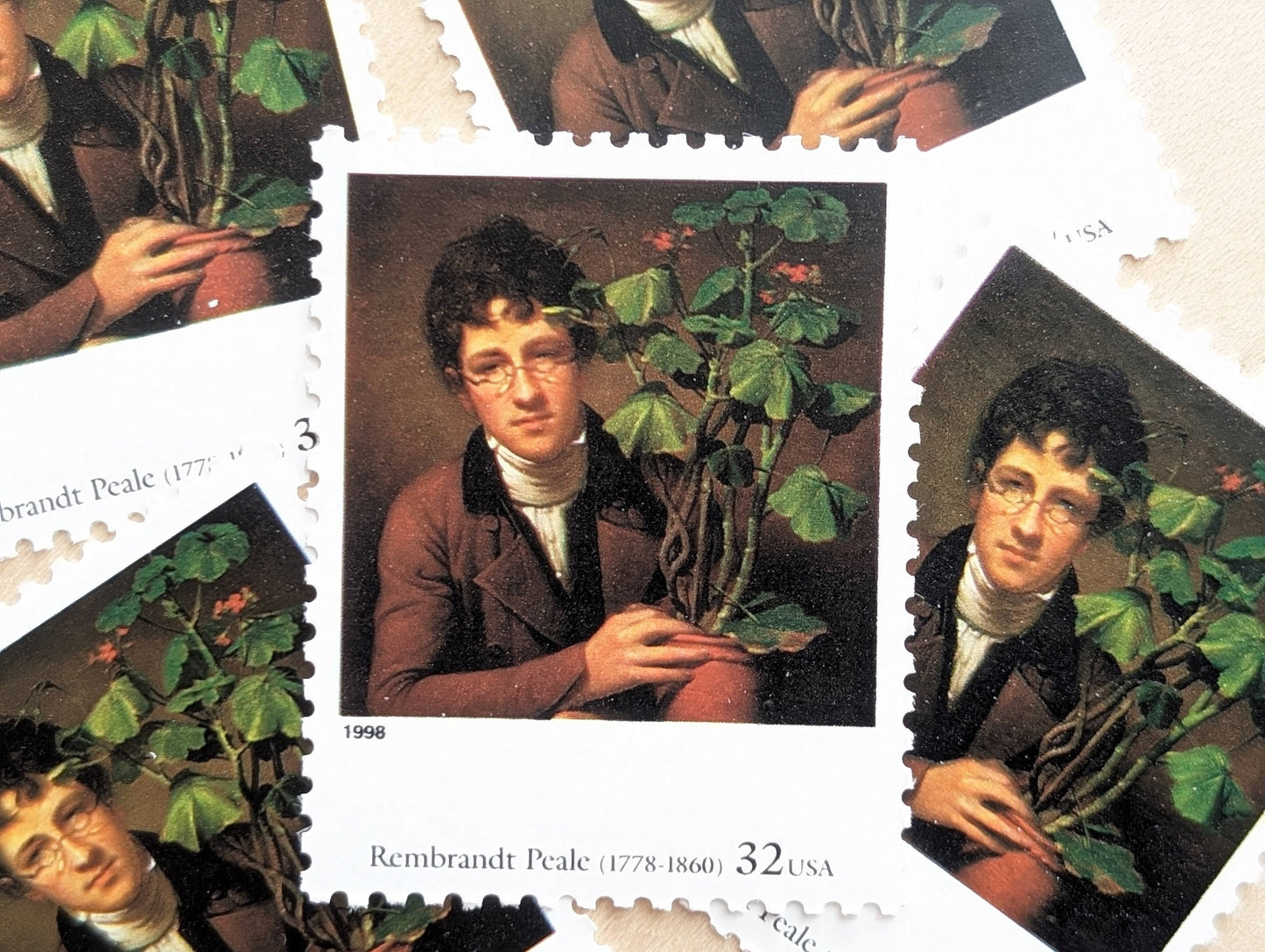 5 Rubens Peale With a Geranium by Rembrant Peale 32 Cent, Four Centuries of American Art Postage Stamps, Unused US Postage Stamps, 1997