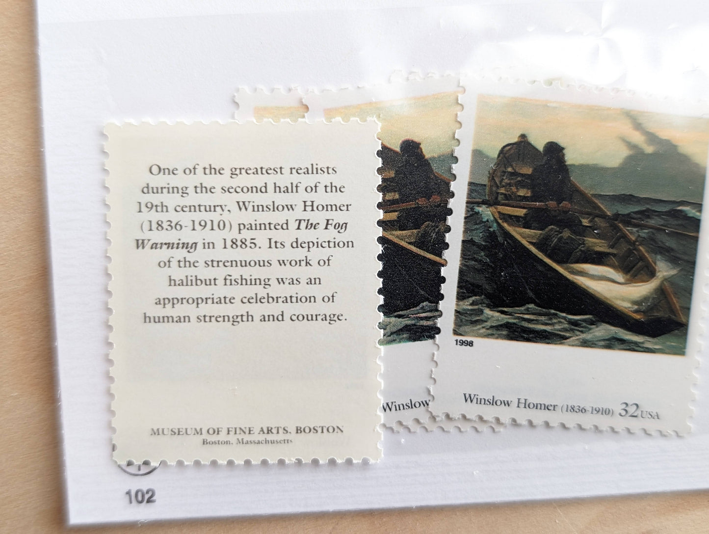 5 The Fog Warning by Winslow Homer 32 Cent Postage Stamps, Four Centuries of American Art Postage Stamps, Unused US Postage Stamps, 1997