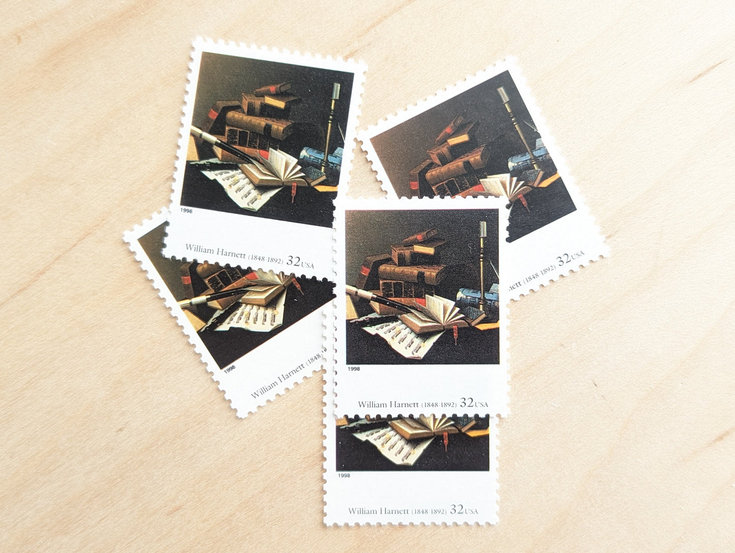 William Harnett, Music and Literature, 32 Cent Postage Stamps, Four Centuries of American Art Postage Stamps, Unused US Postage Stamps, 1997