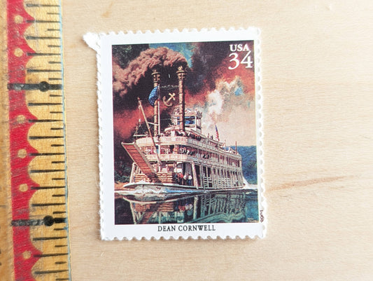 5 Dean Cornwell, 34 Cent, Riverboat, American Illustrators Postage Stamps, Unused US Postage Stamps, 2000