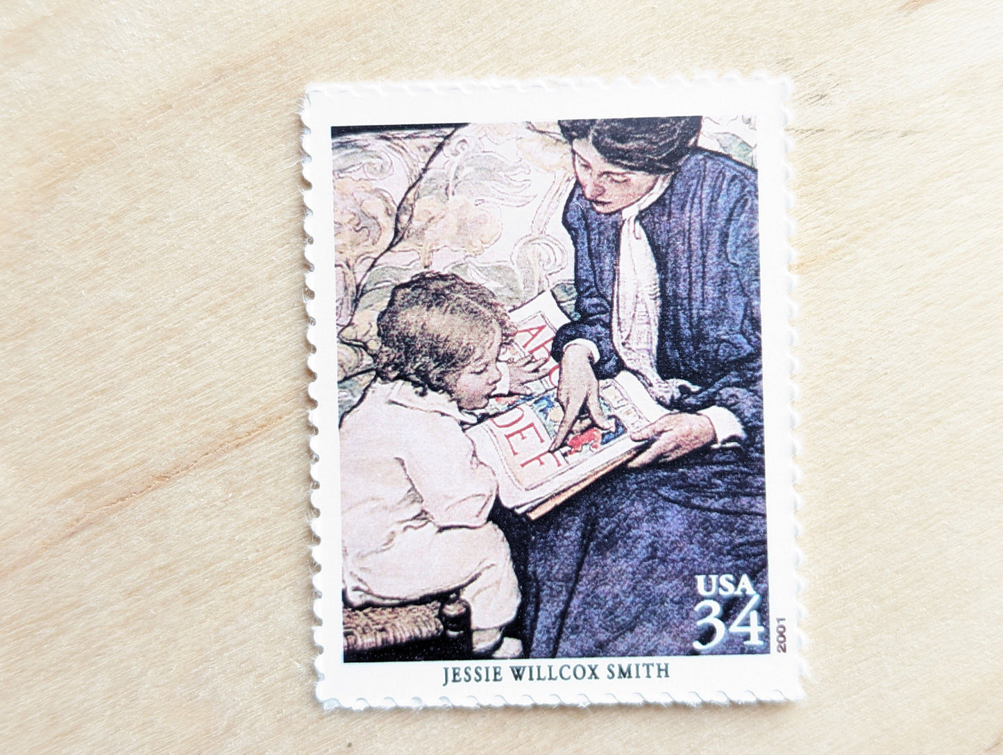 5 Jessie Willcox Smith Stamps, The First Lesson, 34 Cent, American Illustrators, Unused US Postage Stamps, 2000