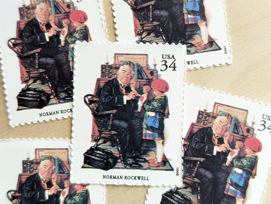 5 Norman Rockwell Stamps, The Saturday Evening Post, 34 Cent, American Illustrators, Unused US Postage Stamps, 2000