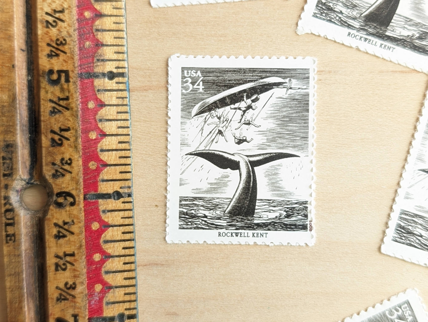 5 Rockwell Kent Stamps, Moby Dick, 34 Cent, American Illustrators, Unused US Postage Stamps, 2000