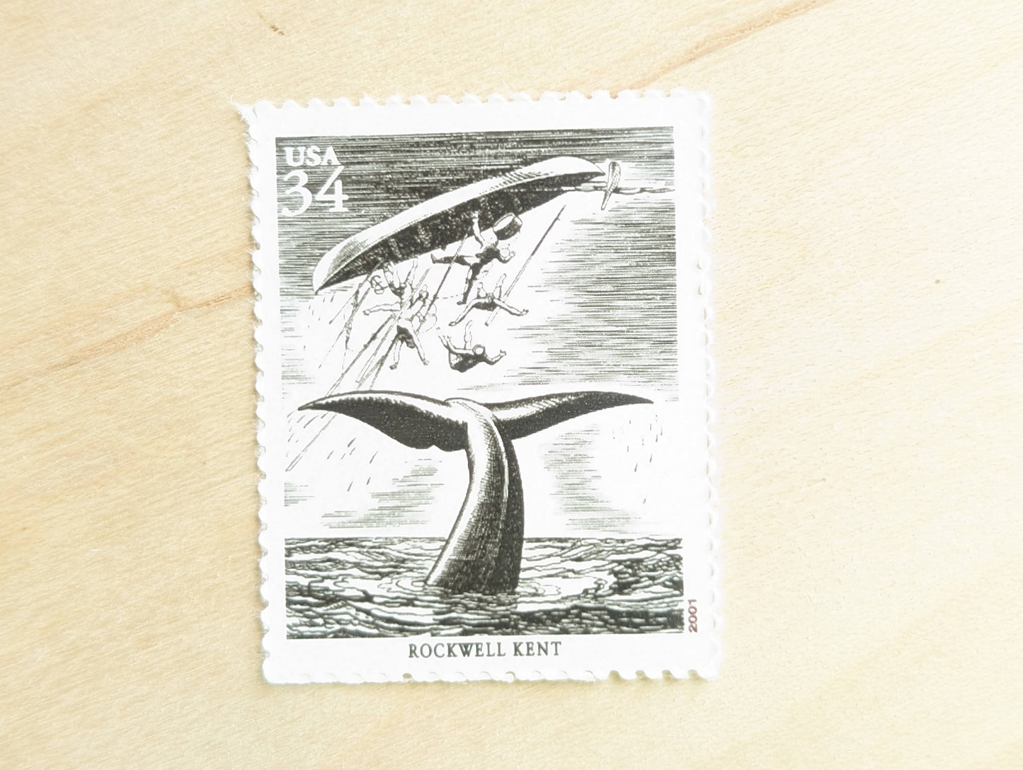 5 Rockwell Kent Stamps, Moby Dick, 34 Cent, American Illustrators, Unused US Postage Stamps, 2000