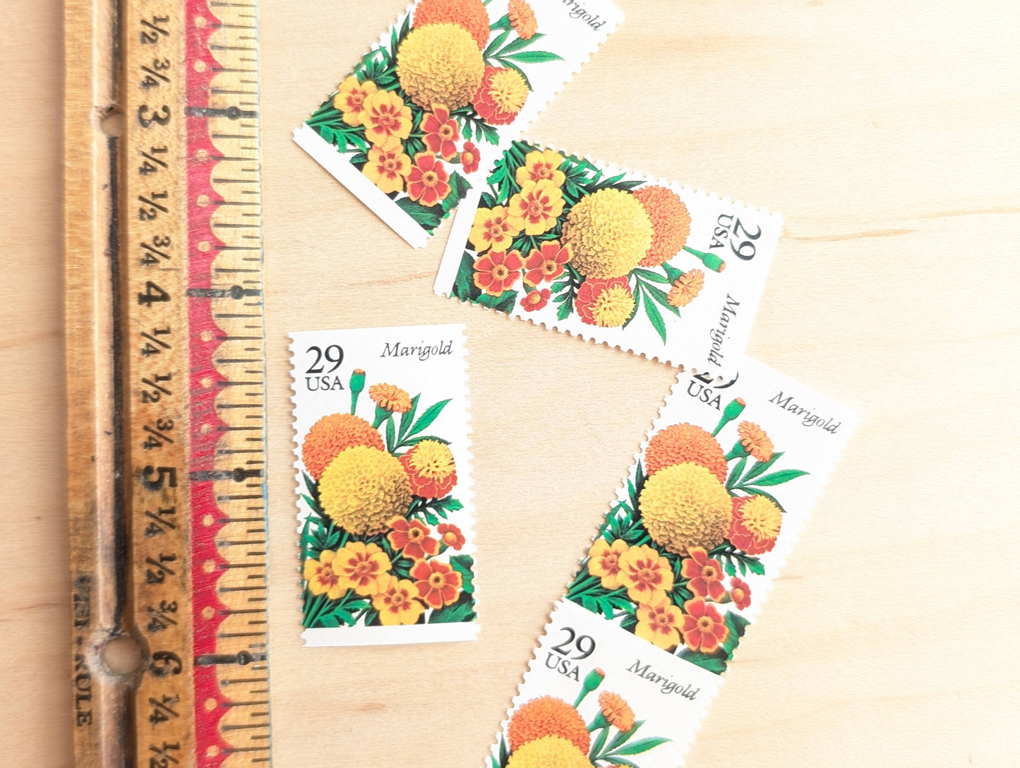 5 Marigold Stamps, Unused Postage Stamps, 29 Cent Stamps, Flower Stamps, 1993