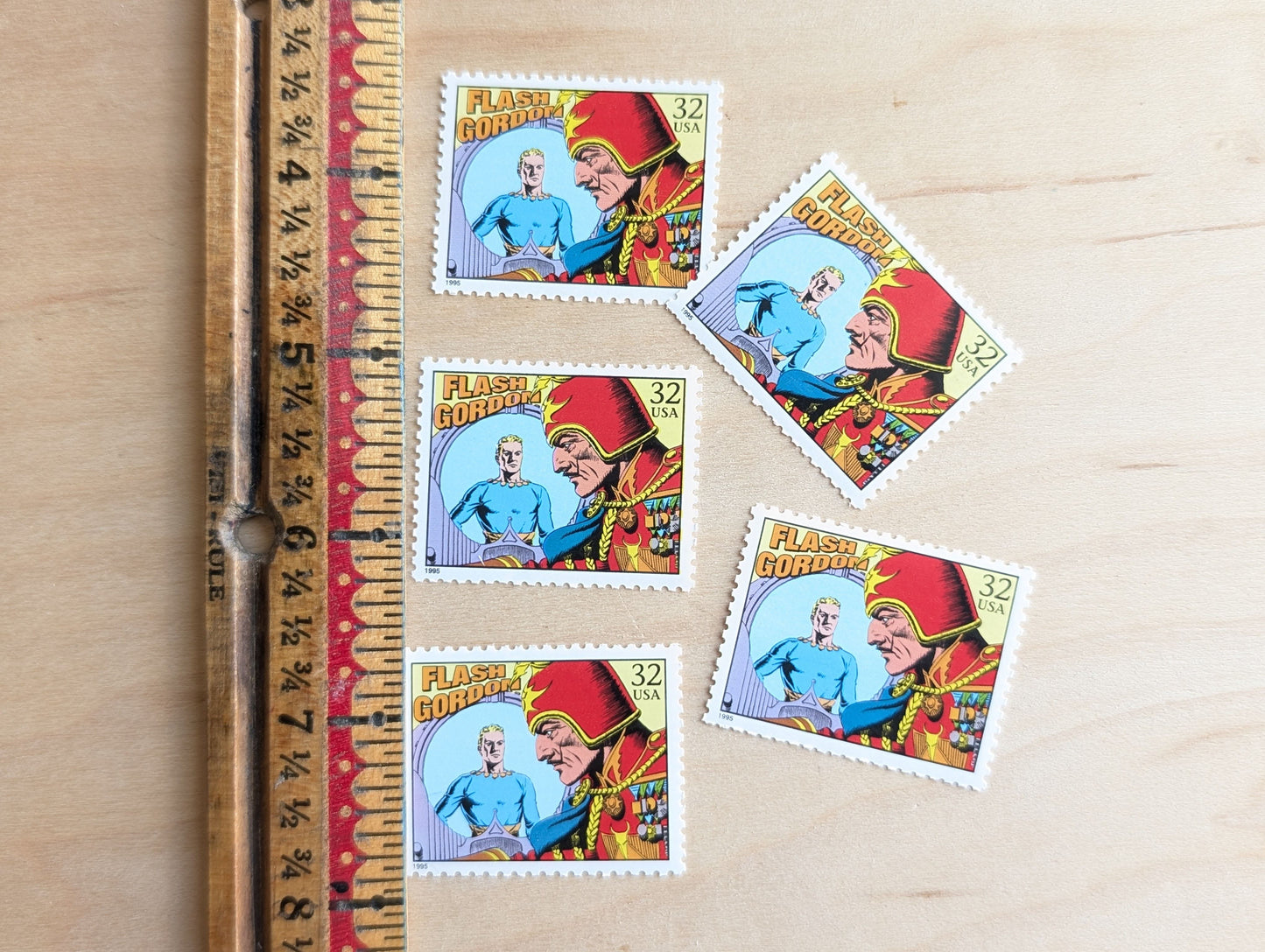 5 Flash Gordon Stamps, 32 Cent, 1995 Comic Strip Classics, Unused Postage Stamps