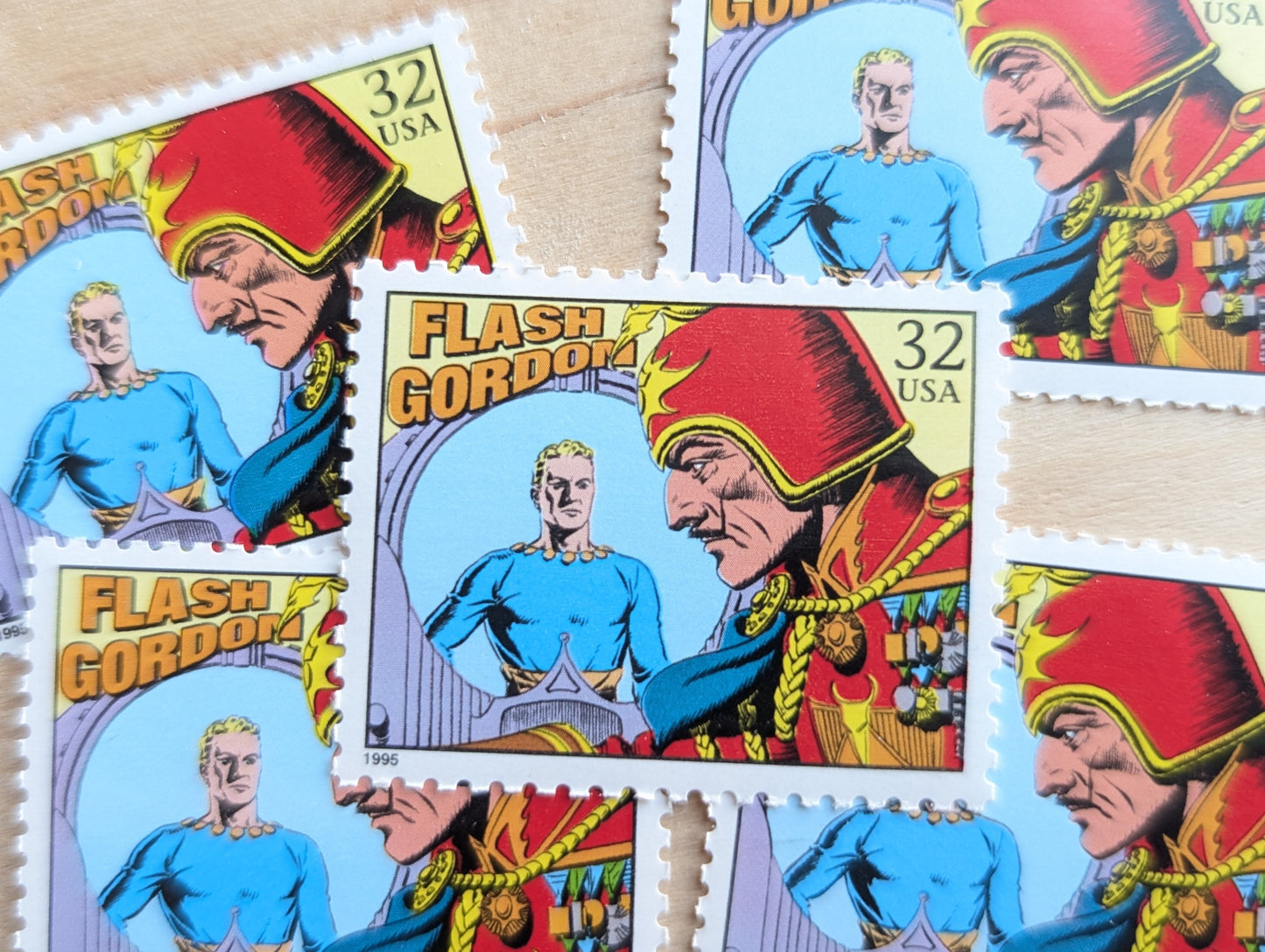 5 Flash Gordon Stamps, 32 Cent, 1995 Comic Strip Classics, Unused Postage Stamps