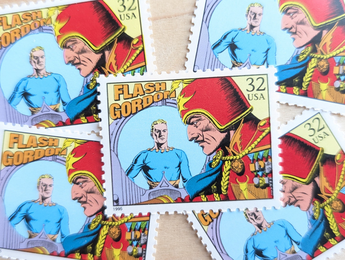 5 Flash Gordon Stamps, 32 Cent, 1995 Comic Strip Classics, Unused Postage Stamps