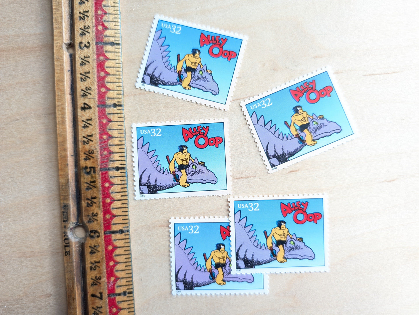 5 Alley Oop Stamps, 32 Cent, 1995 Comic Strip Classics, Unused Postage Stamps